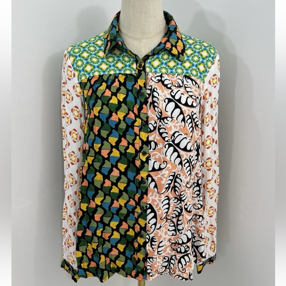 Anthropologie Maeve "The Paz" Patchwork Buttondown